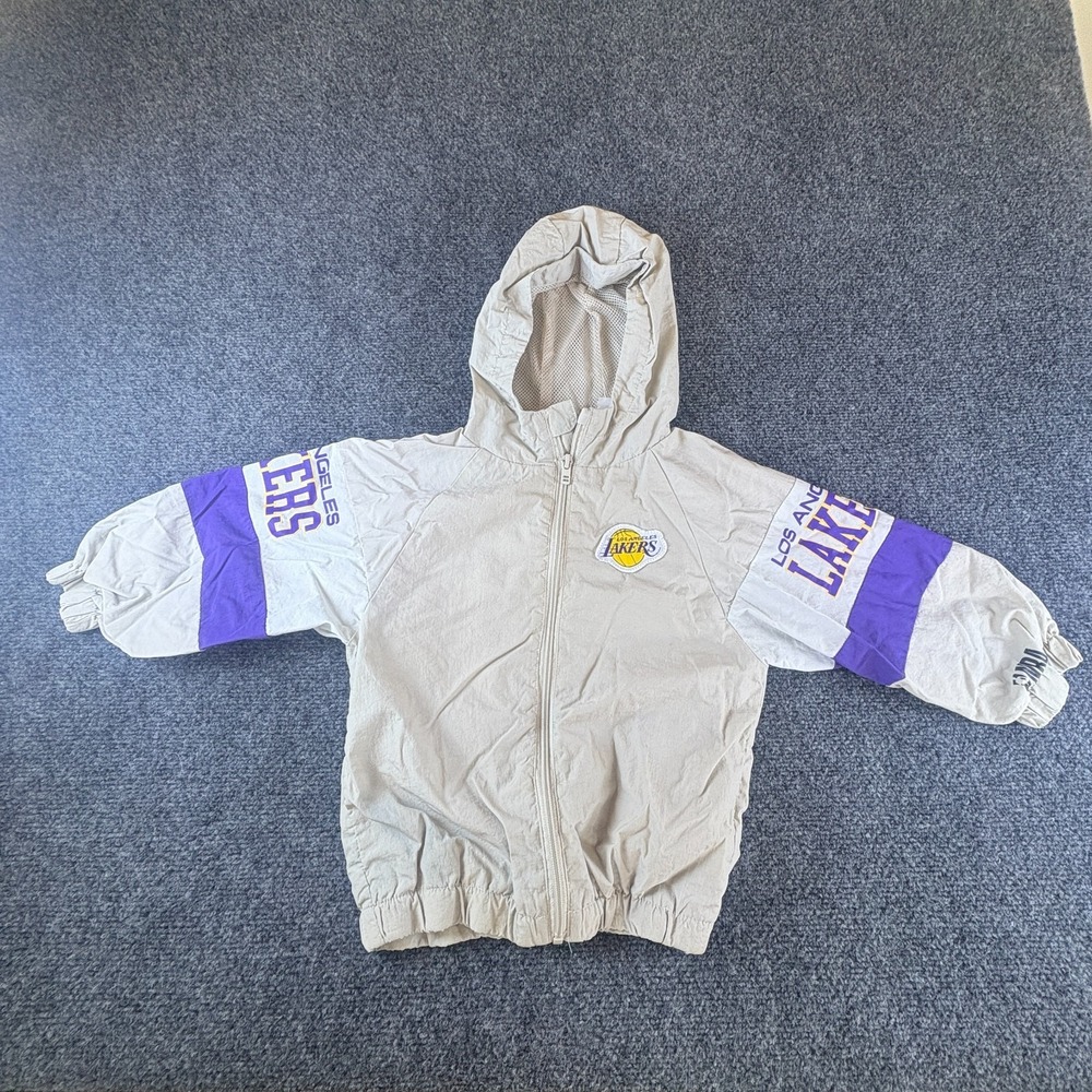 Los Angeles Lakers NBA Basketball Windbreaker Jacket Kids 3-4 White Full Zip